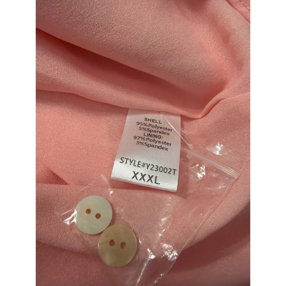 NWT Tuckernuck Callahan Shirt Dress Women XXXL Peach Ruffle Hem Long Slv Y23002T